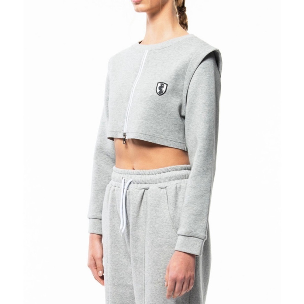 VHNY Shoulder Pad Cropped Sweatshirt | Grey Size XS
